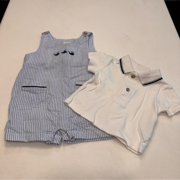 Edgehill Collection light blue seersucker nautical set size 3 months NWOT - Picture 10 of 11